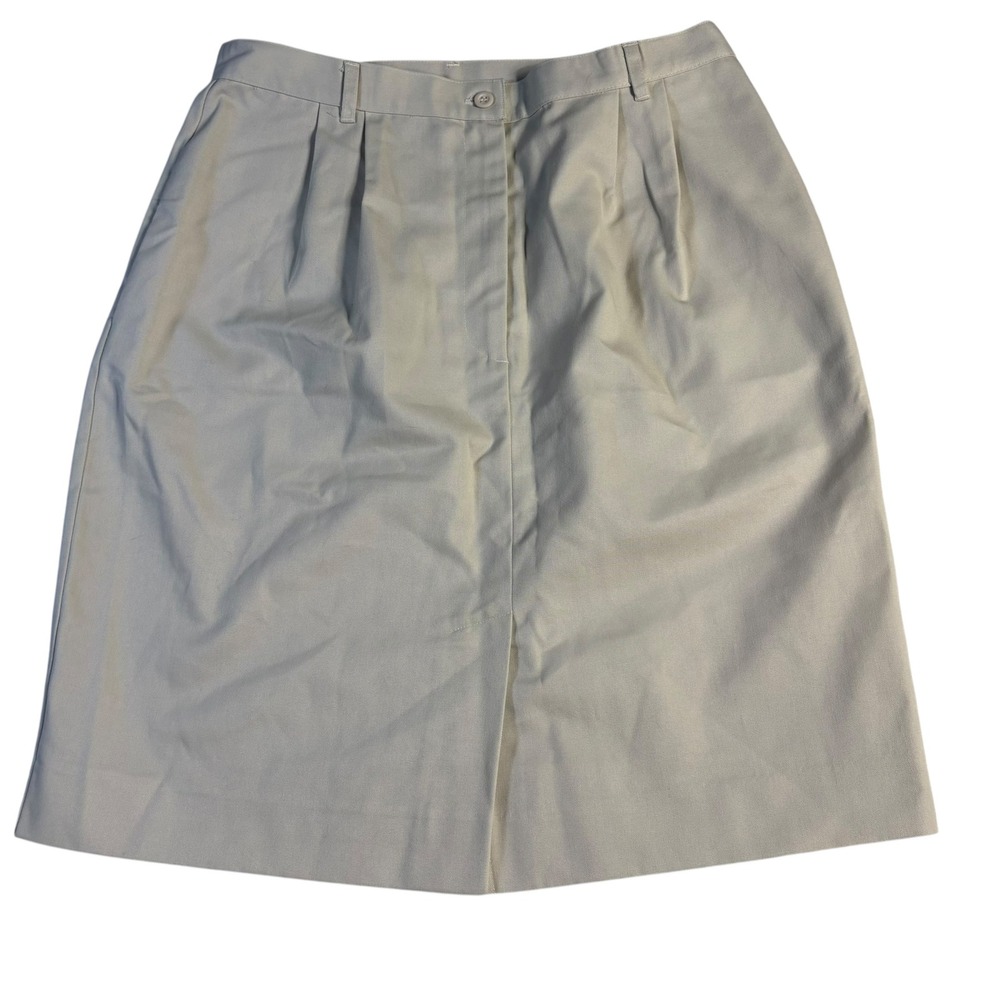 Cintas Womens Tan Khaki Pleated Midi Skirt Pockets Made in USA 16 100280-93